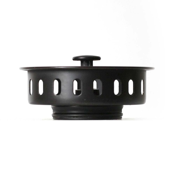 Thrifco Plumbing Kitchen Strainer Basket Only Single Post with Beveled Base & Overflow, Oil Rubbed Bronze 4405822 - main